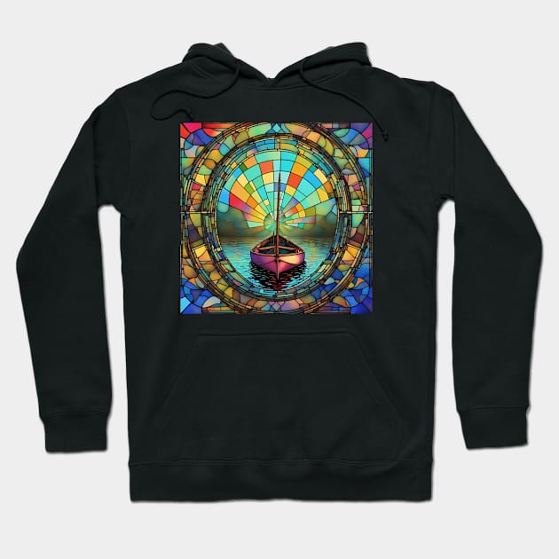 Messing About In Boats Stained Glass Hoodie by Lyvershop